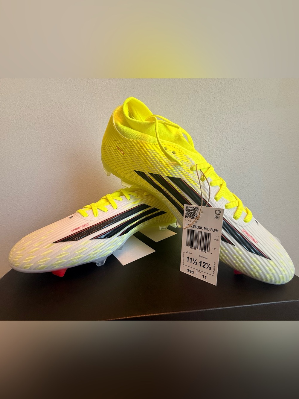 adidas F50 League Mid FG/MG Football Cleats Yellow US 11.5 M / 12.5 W